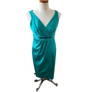 OPT Revolve Satin Party Dress Embellished Sash Seafoam Green M